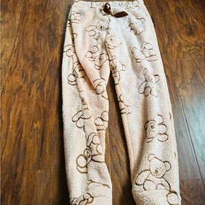 Juniors Cozy Teddy Print  Lounge Pants - Light Peach